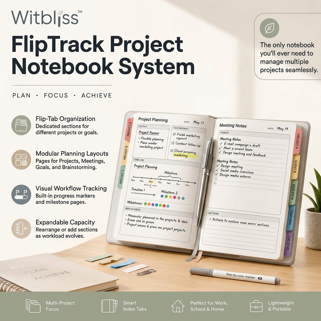 Witbliss™ FlipTrack Project Notebook System