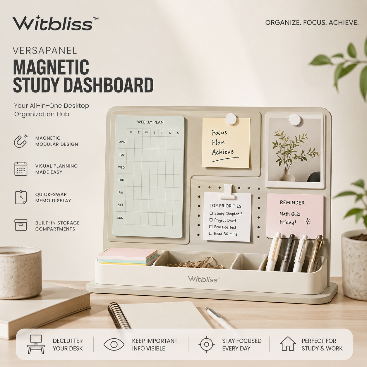 Witbliss™ VersaPanel Magnetic Study Dashboard