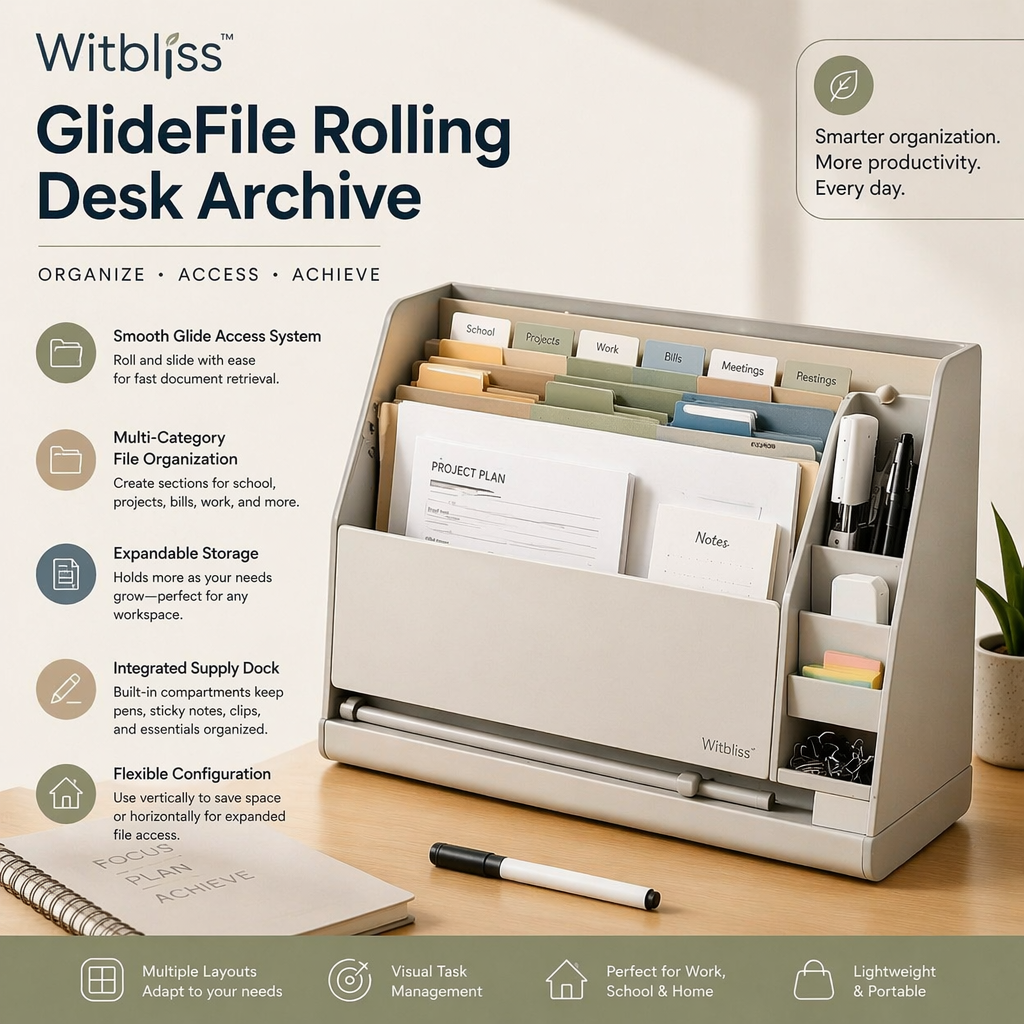 Witbliss™ GlideFile Rolling Desk Archive